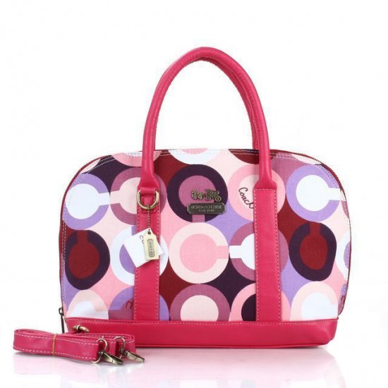 Coach Poppy Logo Style Medium Fuchsia Satchels EUO - Click Image to Close